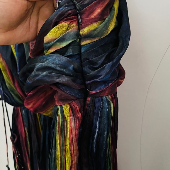 Black Multi colour gown , off shoulder with belt ! - Picture 9 of 13